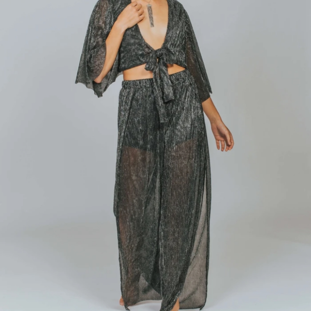 NWT MinkPink Glisten Pleated Pants Small Coverup pants ONLY PANTS Final Price